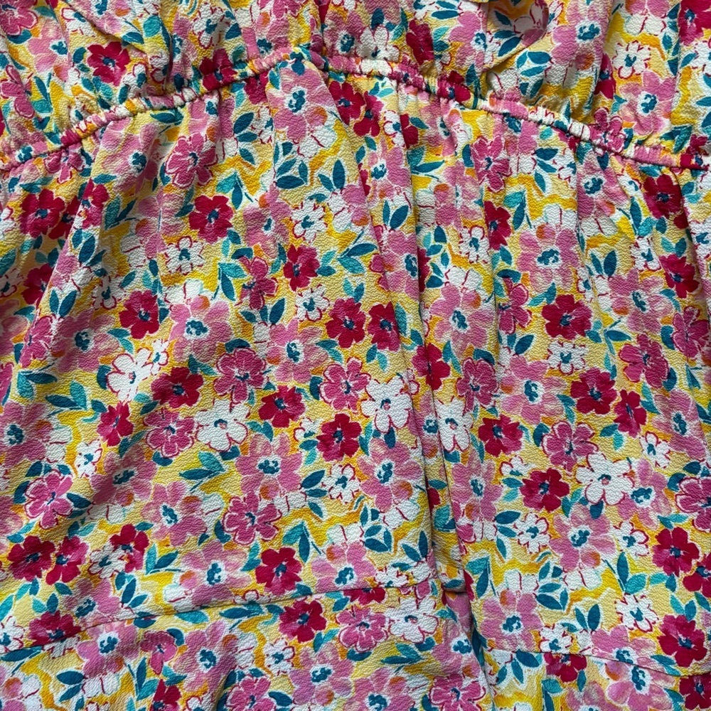 BCBG Paris Womens Chiffon Floral Print Mini Dress Short Sleeves Size XXL New Tag - Picture 4 of 6